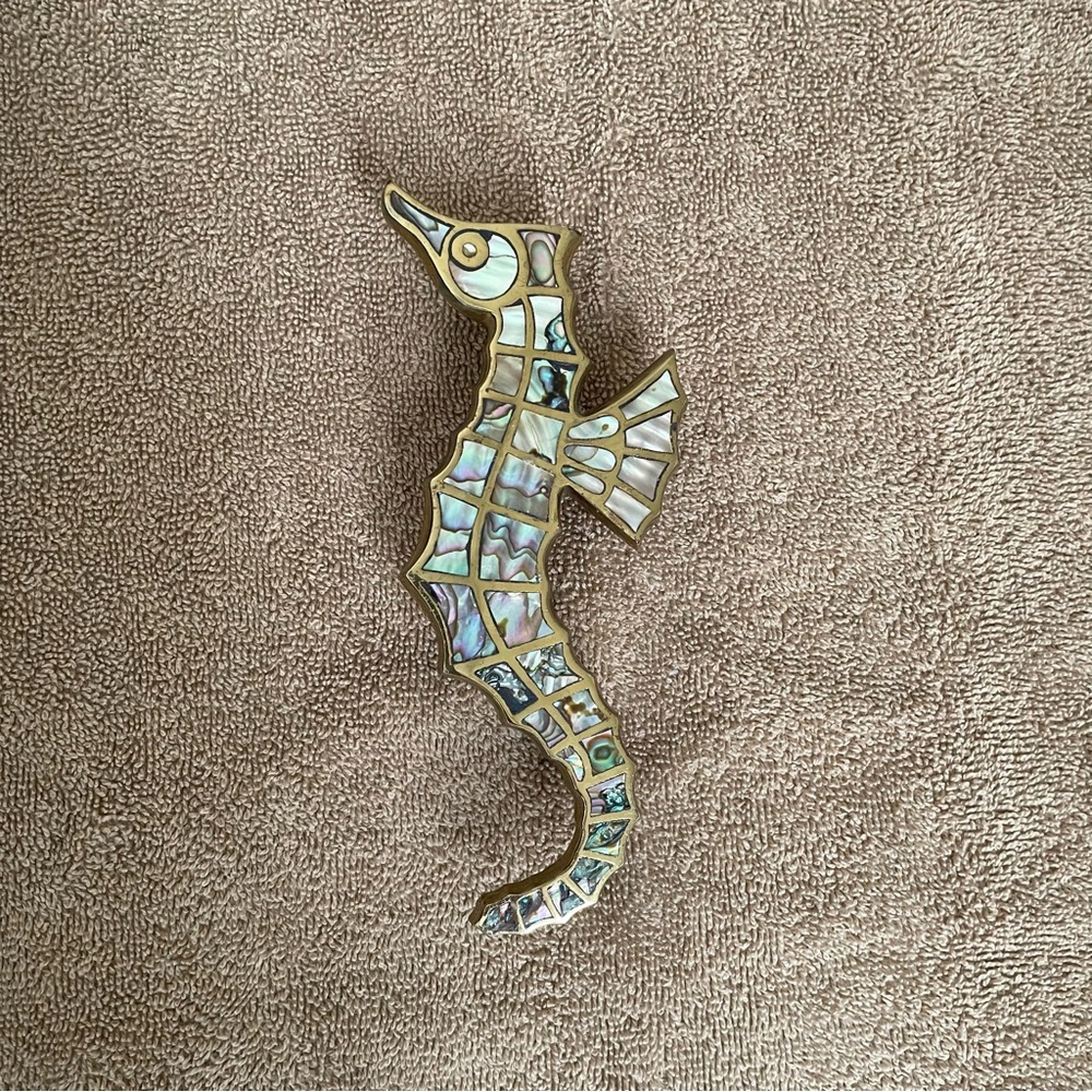 Rare Mid-Century Mosaic Abalone Sea Horse - Picture 1 of 4